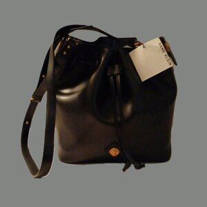 Anne Klein Nina Black Drawstring Cross-Body Bag